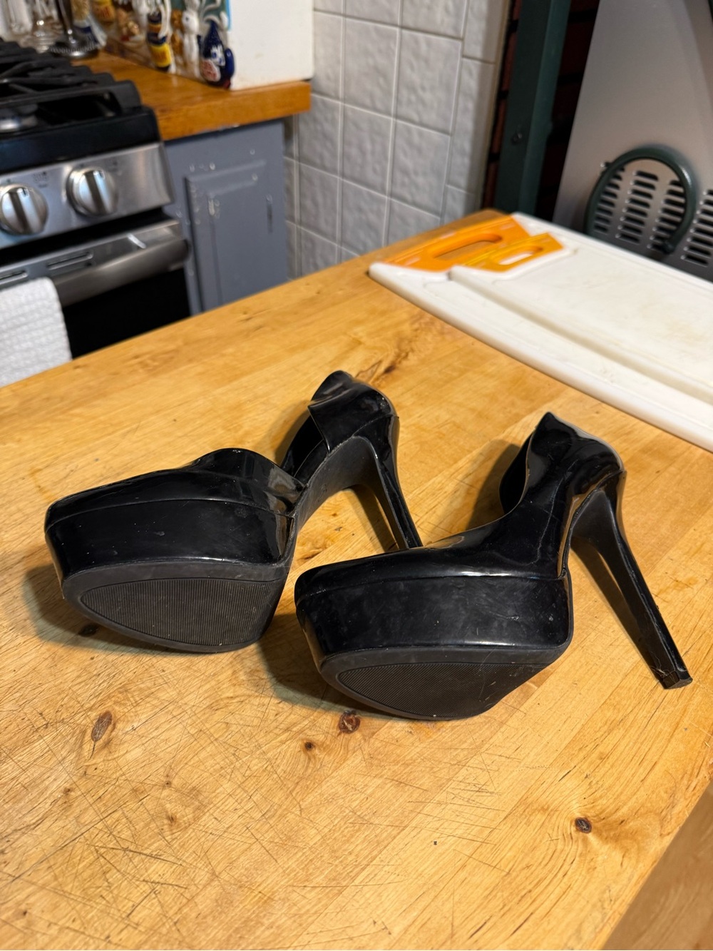 Jessica Simpson Black Patent Platform Stilettos